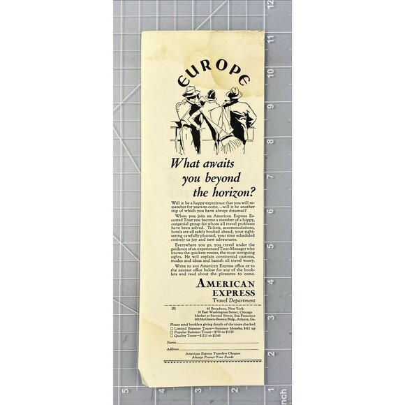 American Express "What Awaits You Beyond the Horizon?" Vintage Print Ad 1929 - Picture 2 of 3